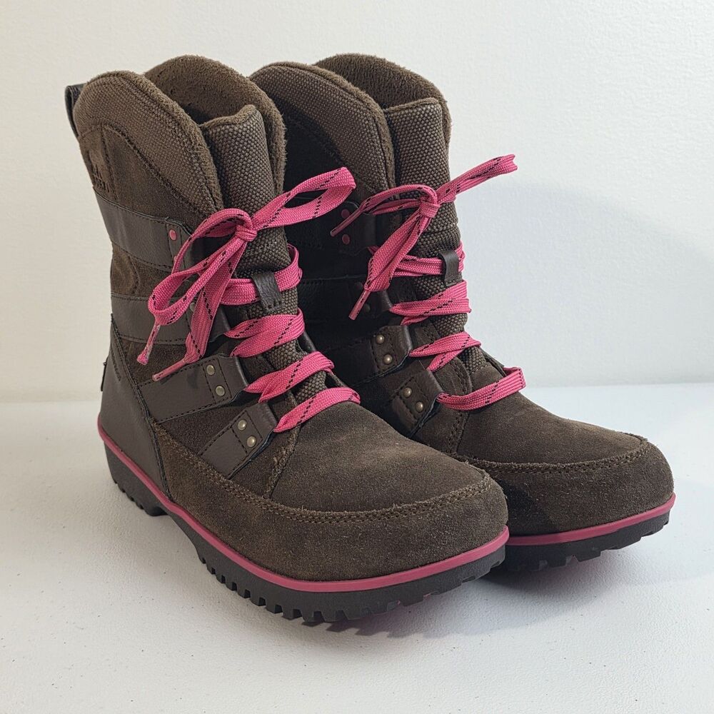 Sorel Meadow Lace Brown Suede Waterproof Insulated Snow Boots Womens Sz 5  EUC